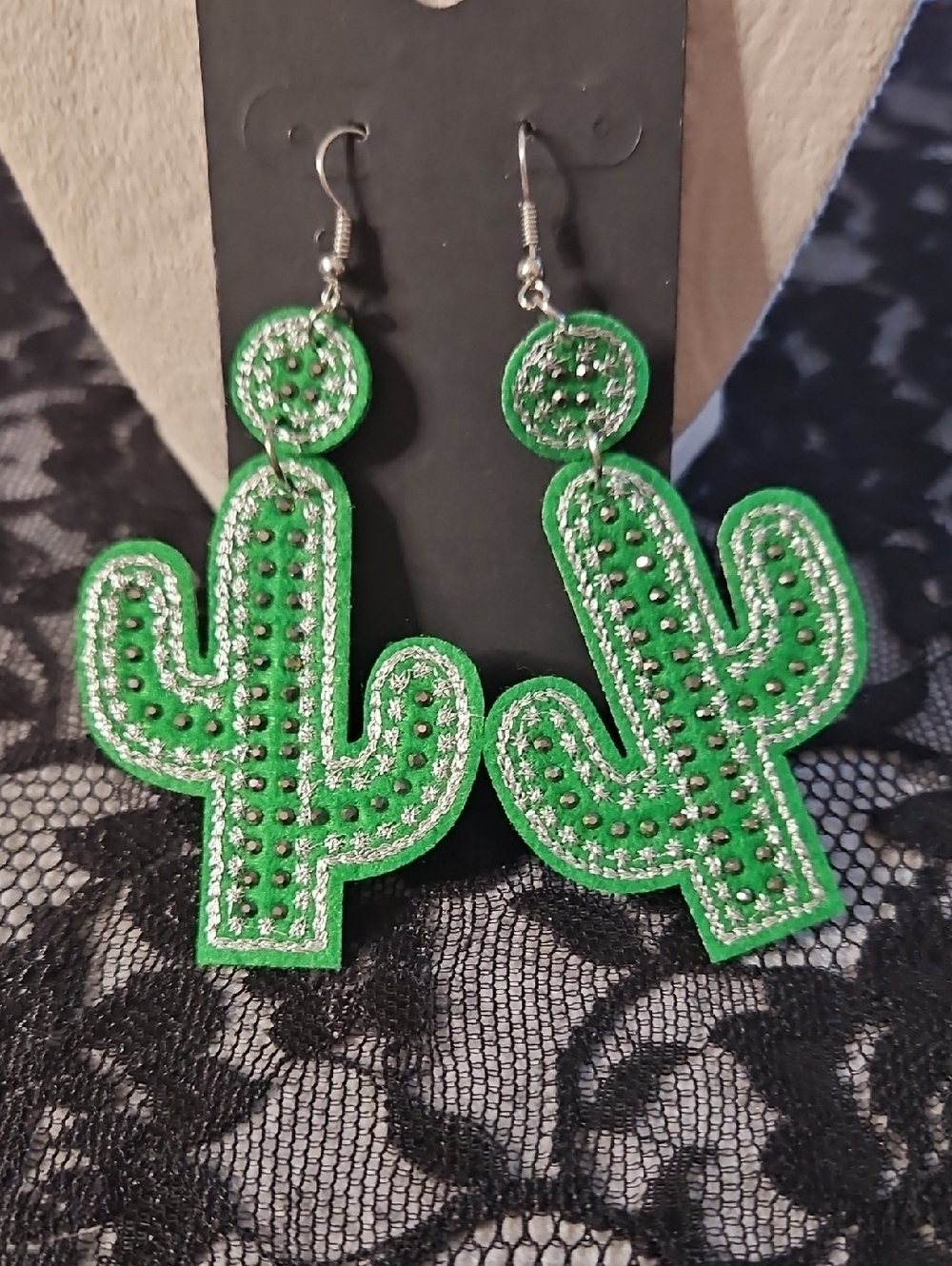Green Cactus Statement Earrings